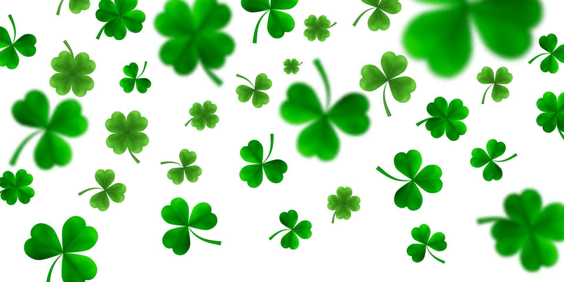 santo Patrick giorno confine con verde quattro e albero 3d foglia trifogli su bianca sfondo. irlandesi fortunato e successo simboli. vettore illustrazione