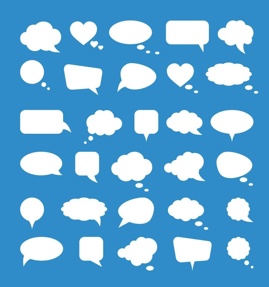 bianca carta discorso bolle su blu sfondo. vettore illustrazione