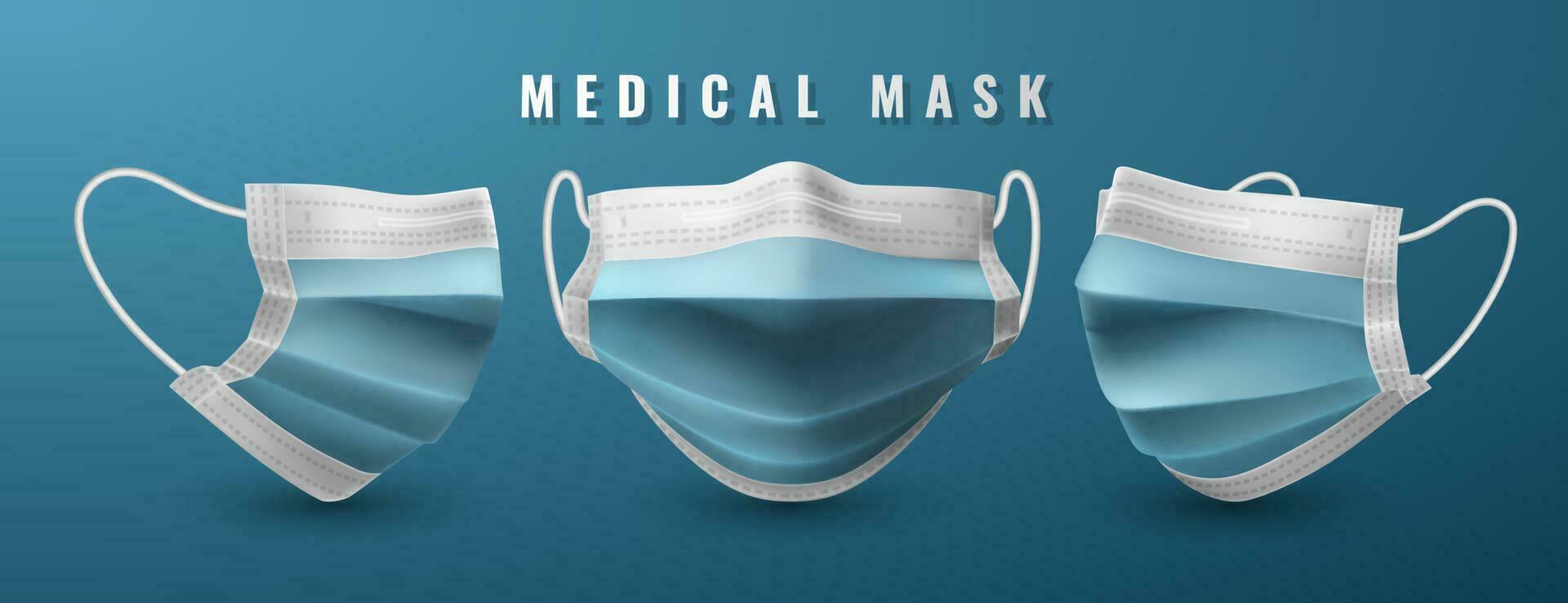 realistico medico viso maschera. dettagli 3d medico maschera. vettore illustrazione