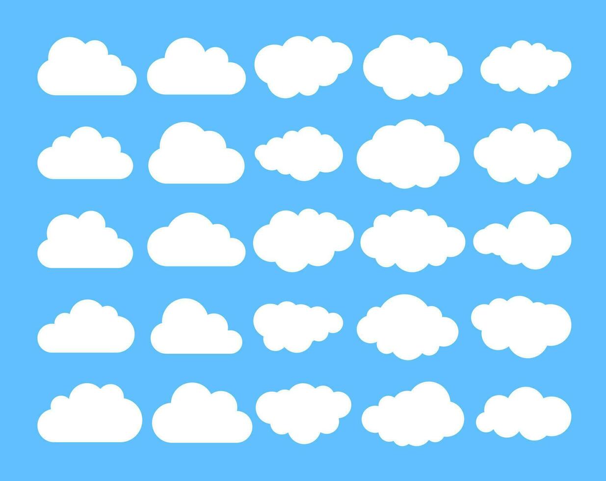 nube. insieme nuvoloso bianco astratto isolato su priorità bassa blu. illustrazione vettoriale