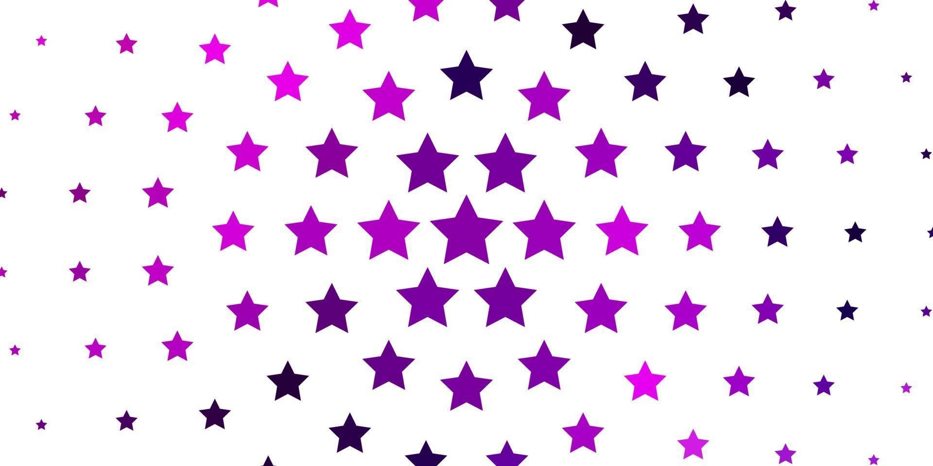 sfondo vettoriale viola chiaro, rosa con stelle piccole e grandi.