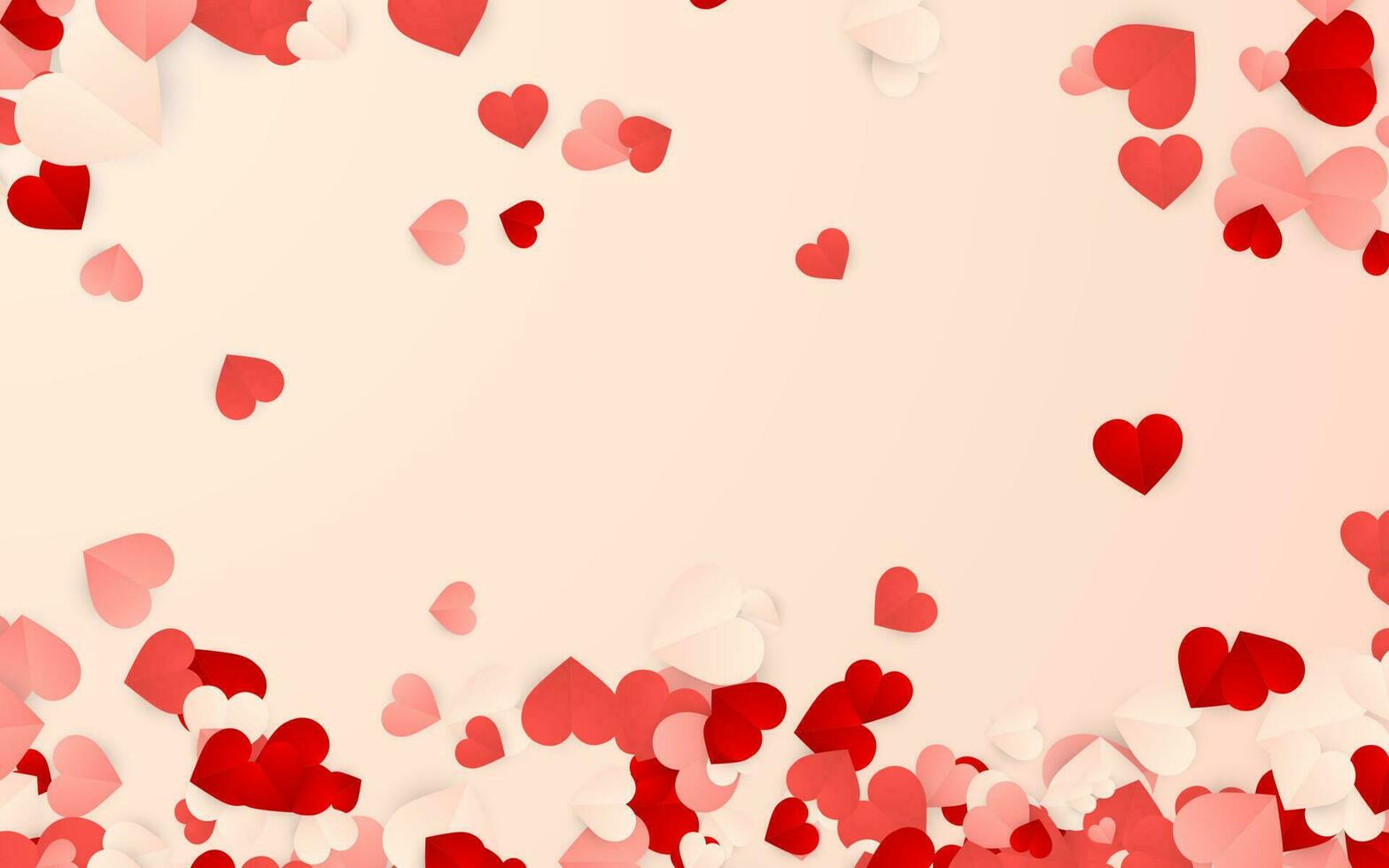 contento san valentino giorno sfondo, carta rosso, rosa e bianca cuori coriandoli. vettore illustrazione