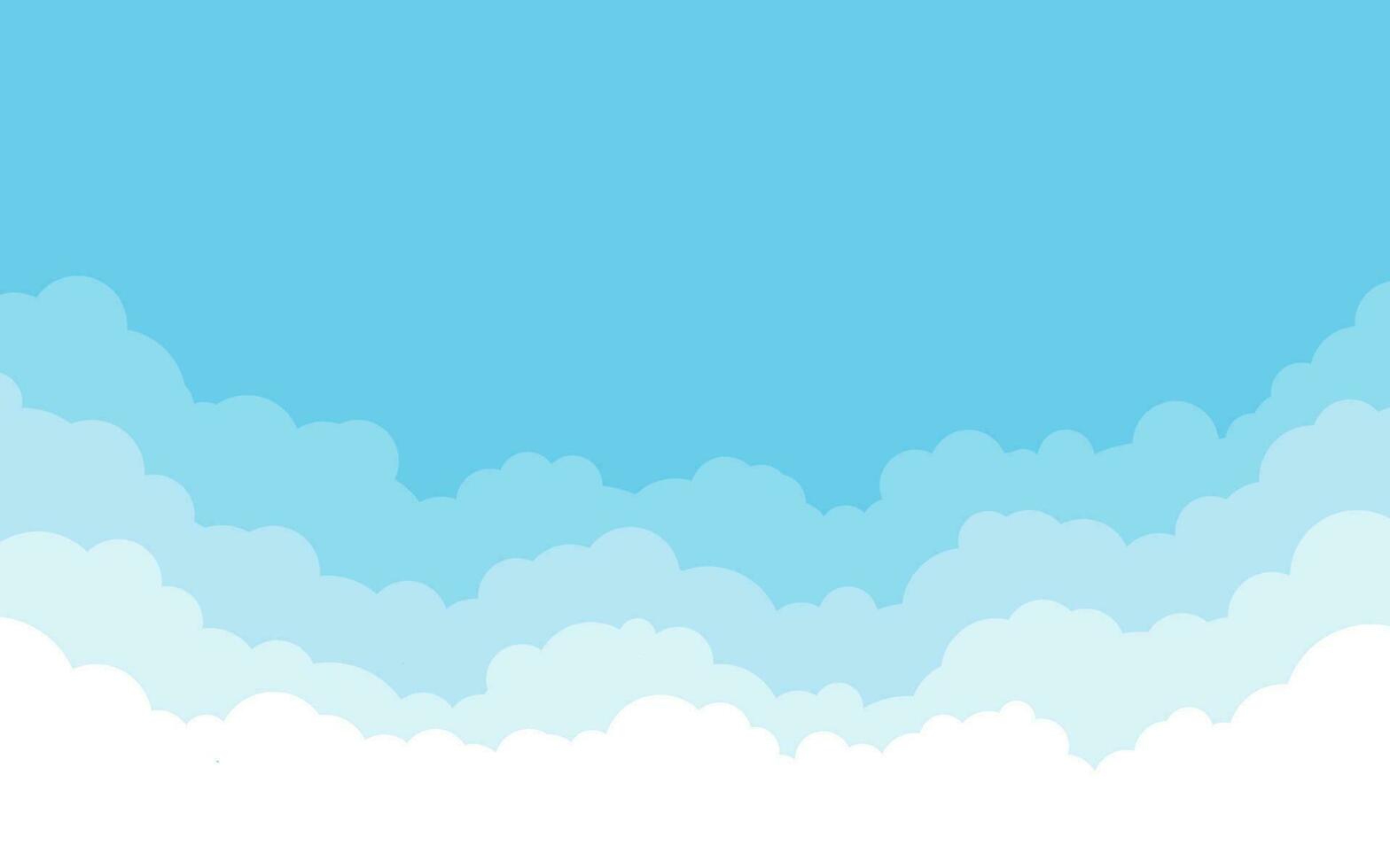 blu cielo con bianca nuvole sfondo. cartone animato piatto stile design. vettore illustrazione
