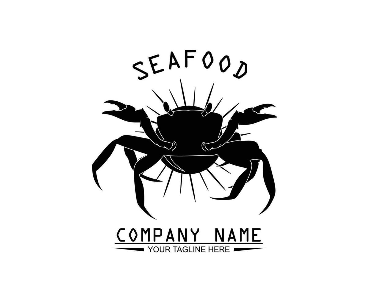 frutti di mare Granchio logo silhouette design vettore