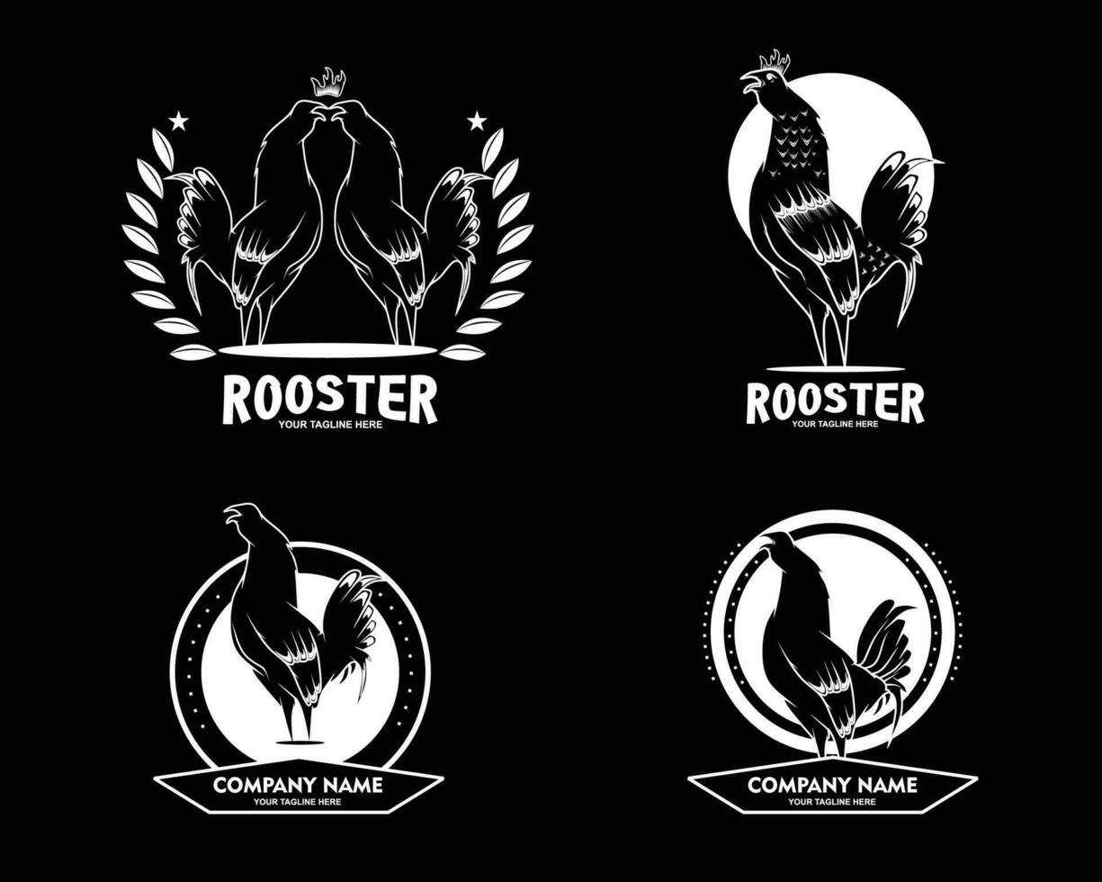 impostato Gallo logo emblema design su nero vettore