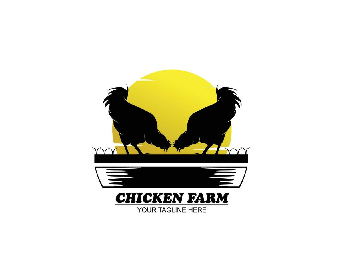 pollo logo silhouette su il azienda agricola vettore