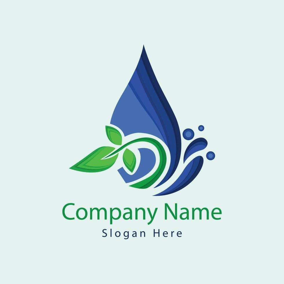 acqua far cadere con foglia logo design per azienda. vettore