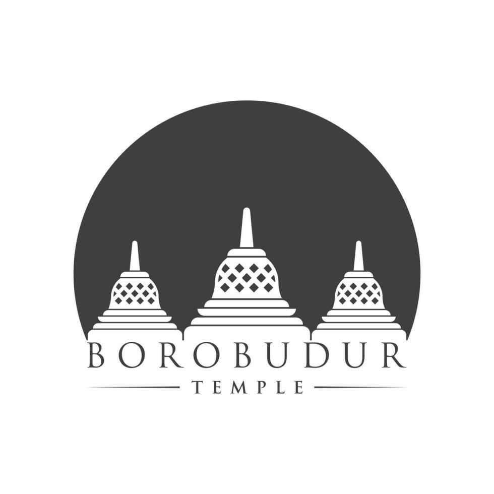 Borobudur tempio logo design vettore illustrazione isolato su bianca sfondo.