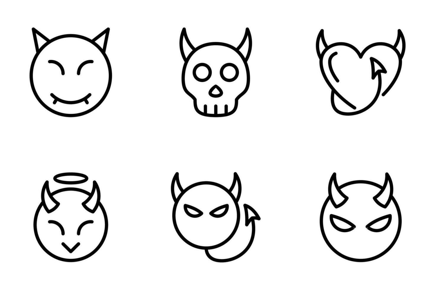 demone linea icone impostare. corno, inferno, mistico, occulto, racconto, demone, diavolo, icona, il male, mistero, mostro vettore