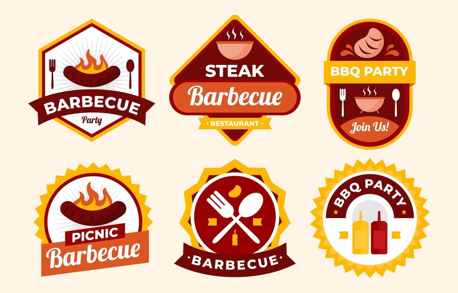 set di badge per barbecue da picnic vettore