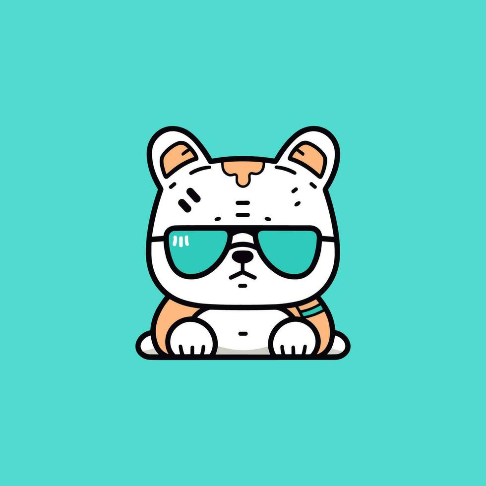 carino kawaii bulldog cartone animato cagnetto cucciolo illustrazione vettore