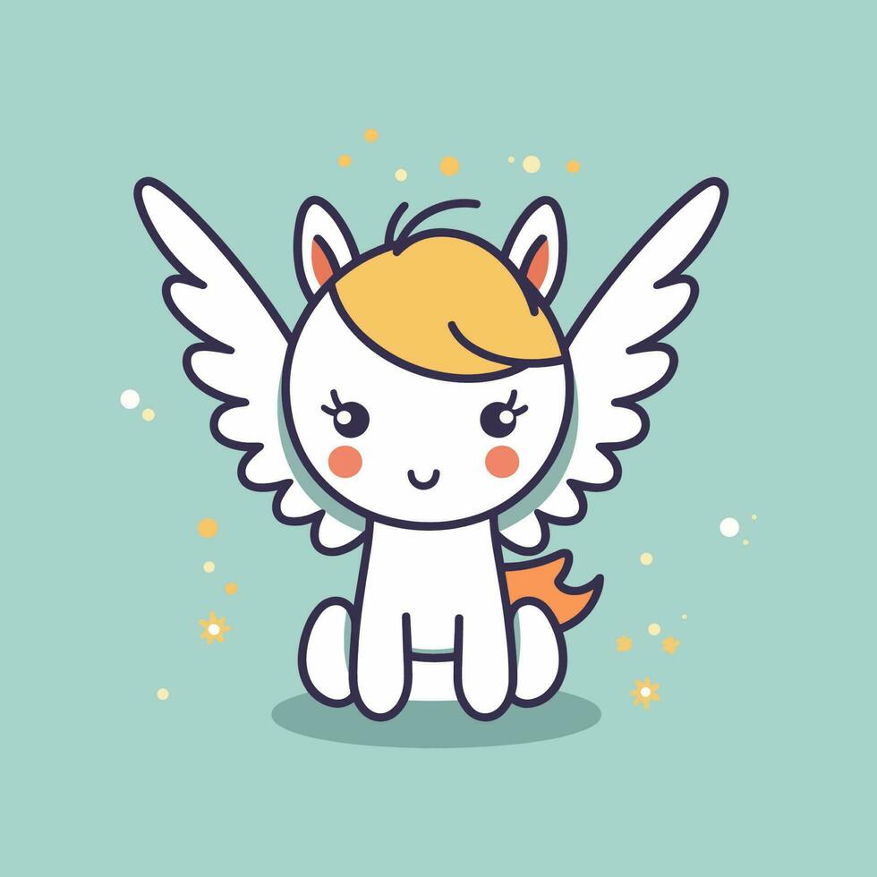 carino kawaii unicorno illustrazione vettore