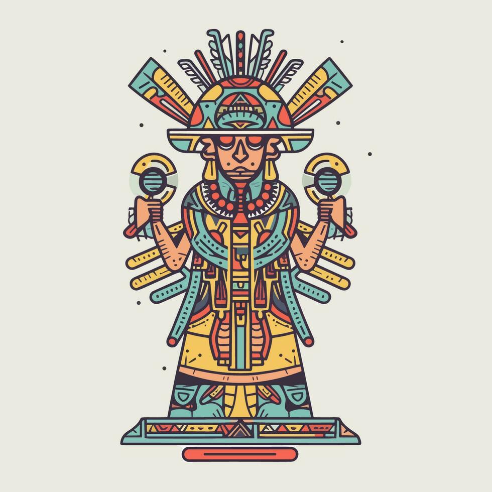 Esplorare il intricato dettagli di azteco cultura con nostro sbalorditivo disegnato a mano azteco illustrazione design vettore