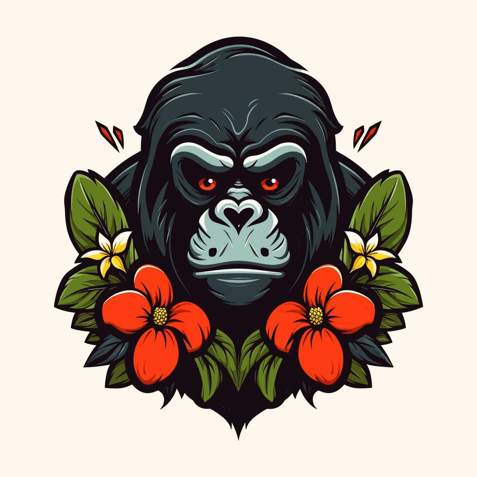 potente e feroce gorilla logo design illustrazione, mano disegnato per rendere un' dichiarazione vettore