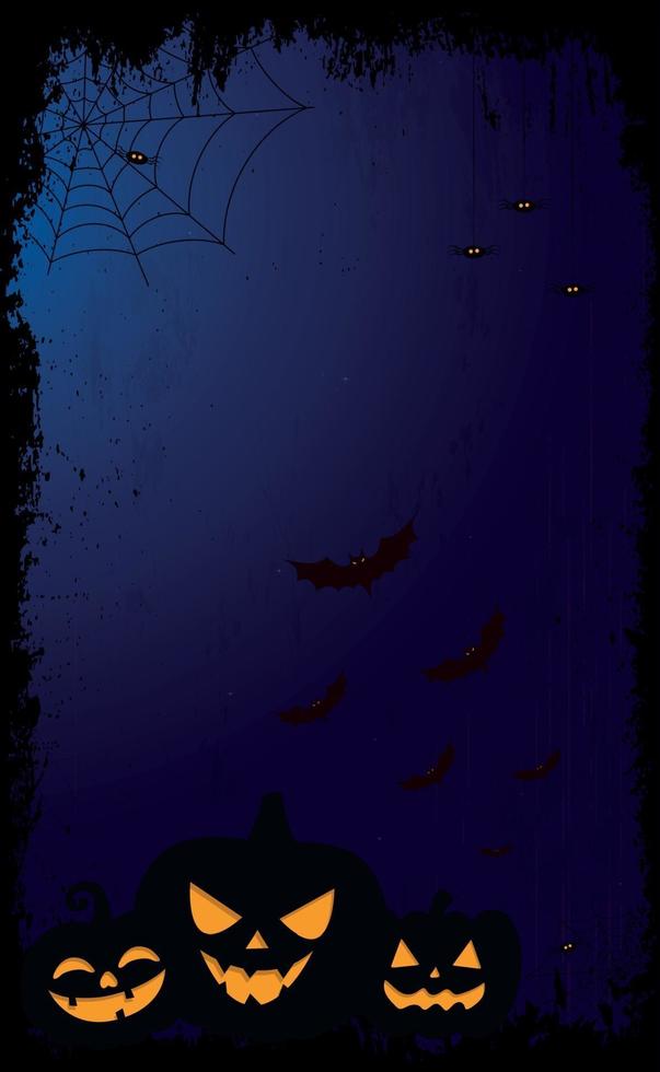 sfondo blu scuro cupo spaventoso di halloween - vettore