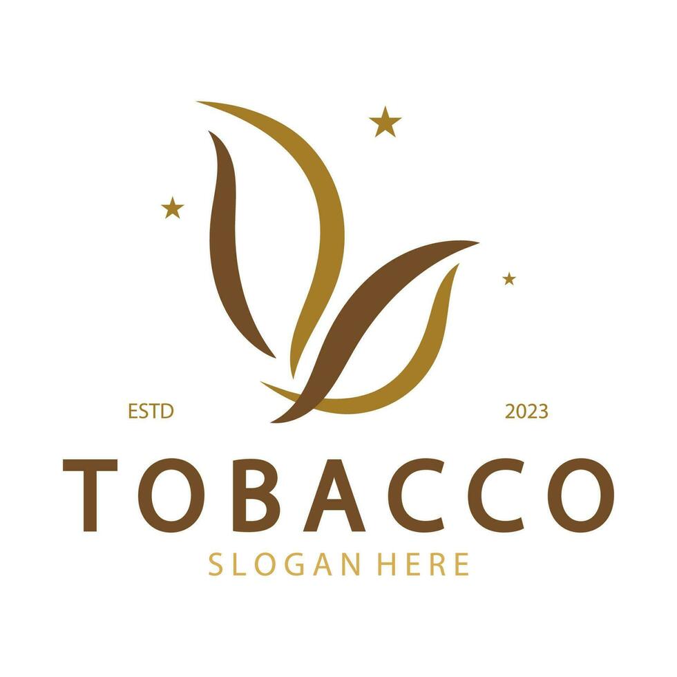 logo foglia di tabacco, campo di tabacco e vettore di progettazione del modello di logo di sigaretta di tabacco