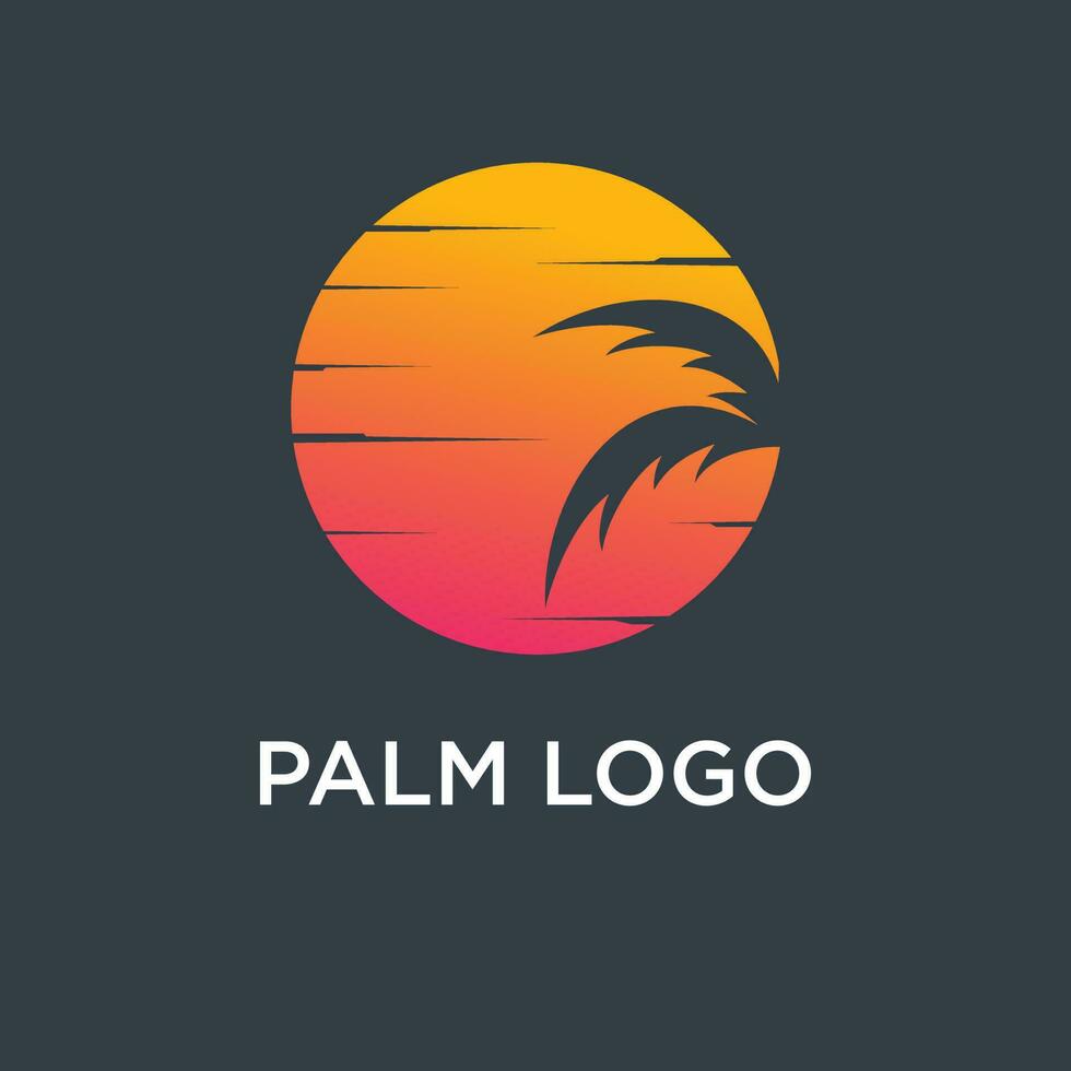 palma albero logo design modello con cerchio elemento vettore