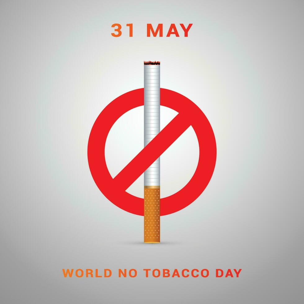 31 Maggio mondo no tabacco giorno con sigaretta e proibito cartello consapevolezza sociale media inviare design modello vettore