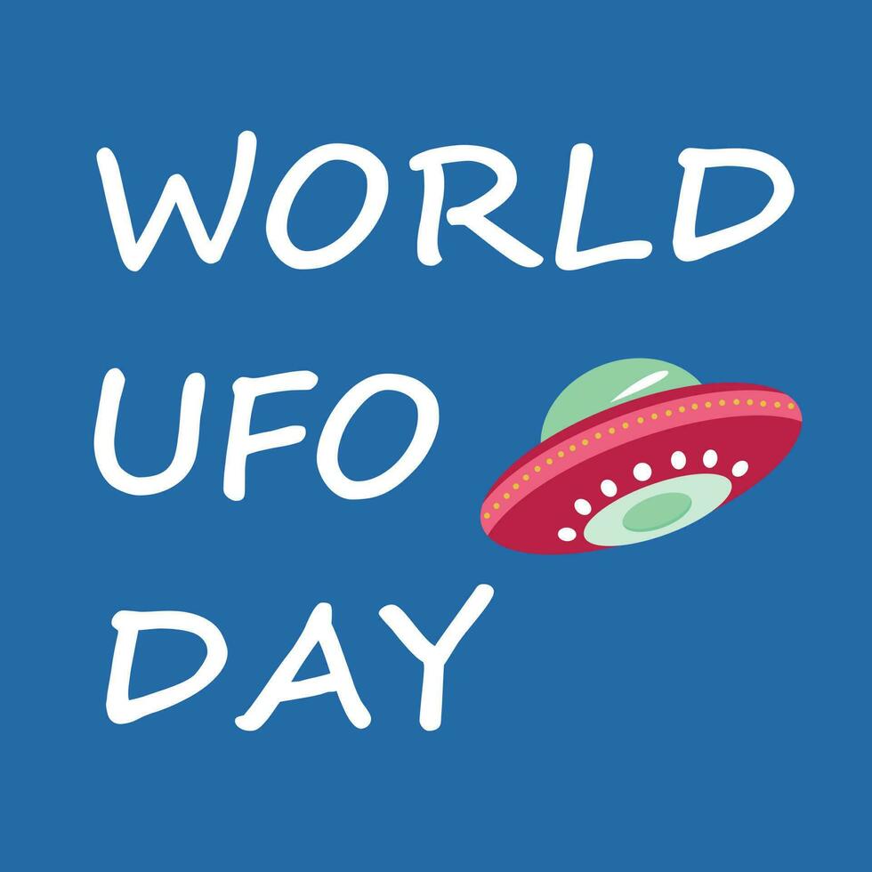 astronave volante ufo. giornata mondiale degli ufo. disco volante. illustrazione vettoriale in uno stile piatto