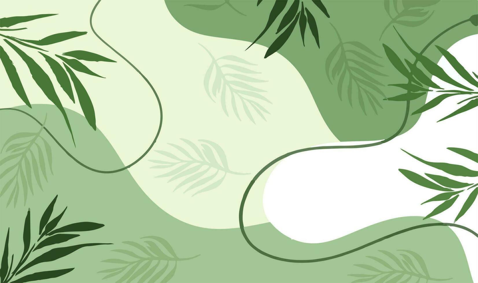 verde colorato fresco naturale botanico sfondo con astratto forme e le foglie decorazione isolato su orizzontale modello sfondo. semplice piatto arte styled sfondo. vettore