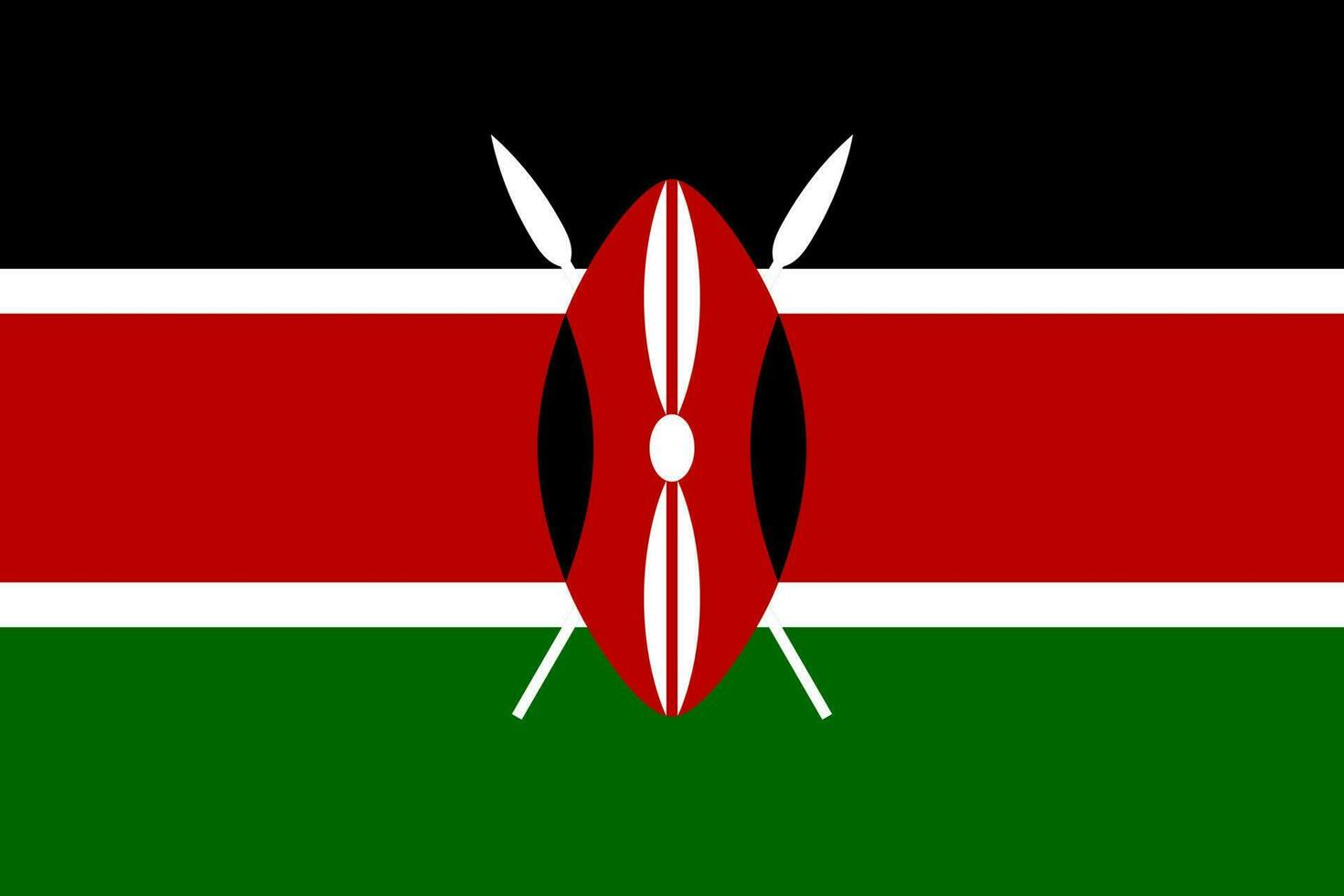 bandiera del kenya, colori ufficiali e proporzione. illustrazione vettoriale. vettore