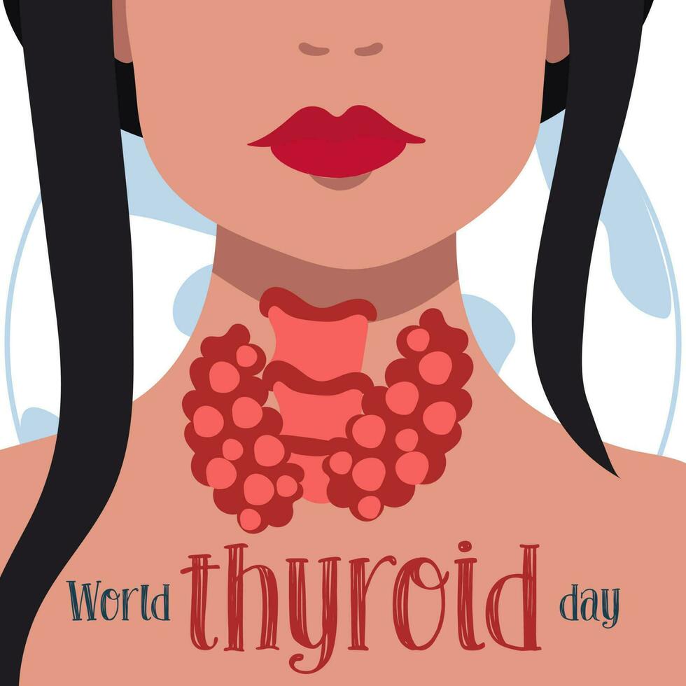 bandiera per il mondo tiroide giorno, quale è celebre su Maggio 25. il tiroide ghiandola e trachea siamo raffigurato su un' femmina silhouette. esso può essere Usato per manifesti, striscioni, medico disegni, sfondi vettore