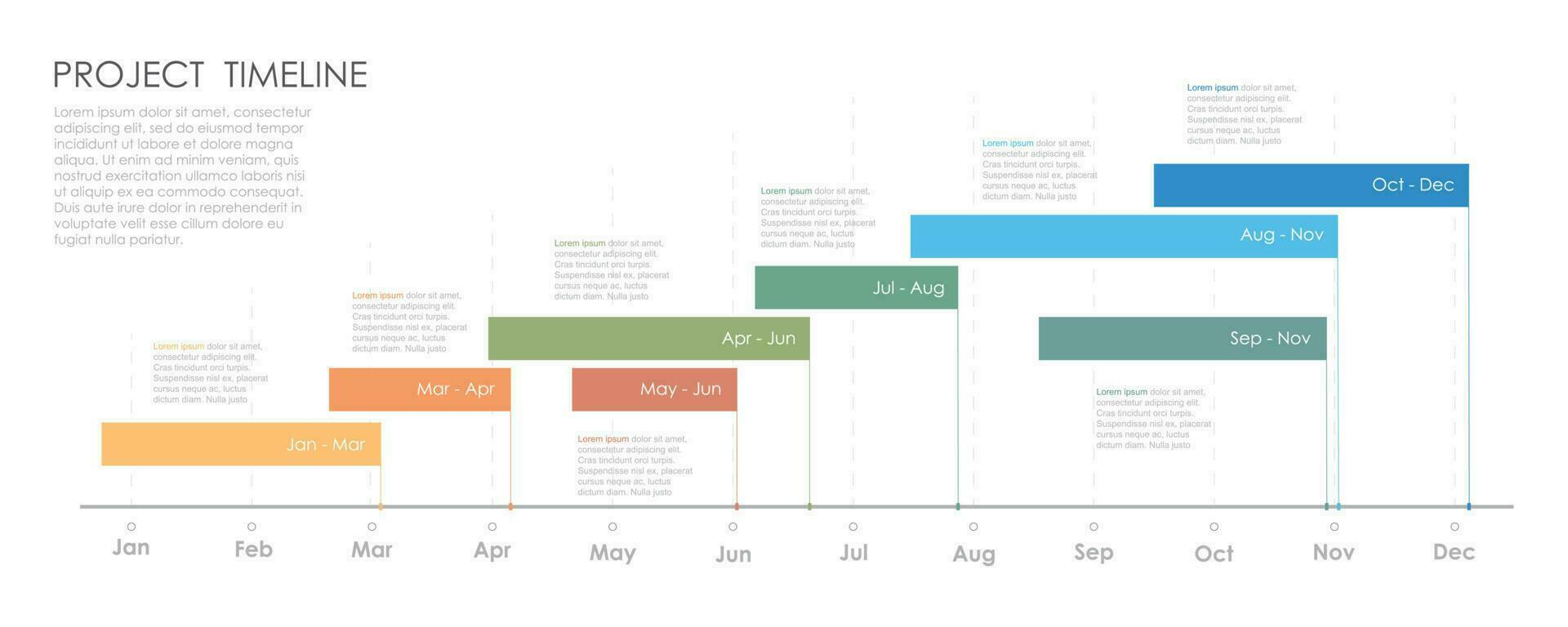 progetto sequenza temporale Infografica modello per attività commerciale. 12 mesi moderno sequenza temporale diagramma calendario con presentazione vettore infografica.