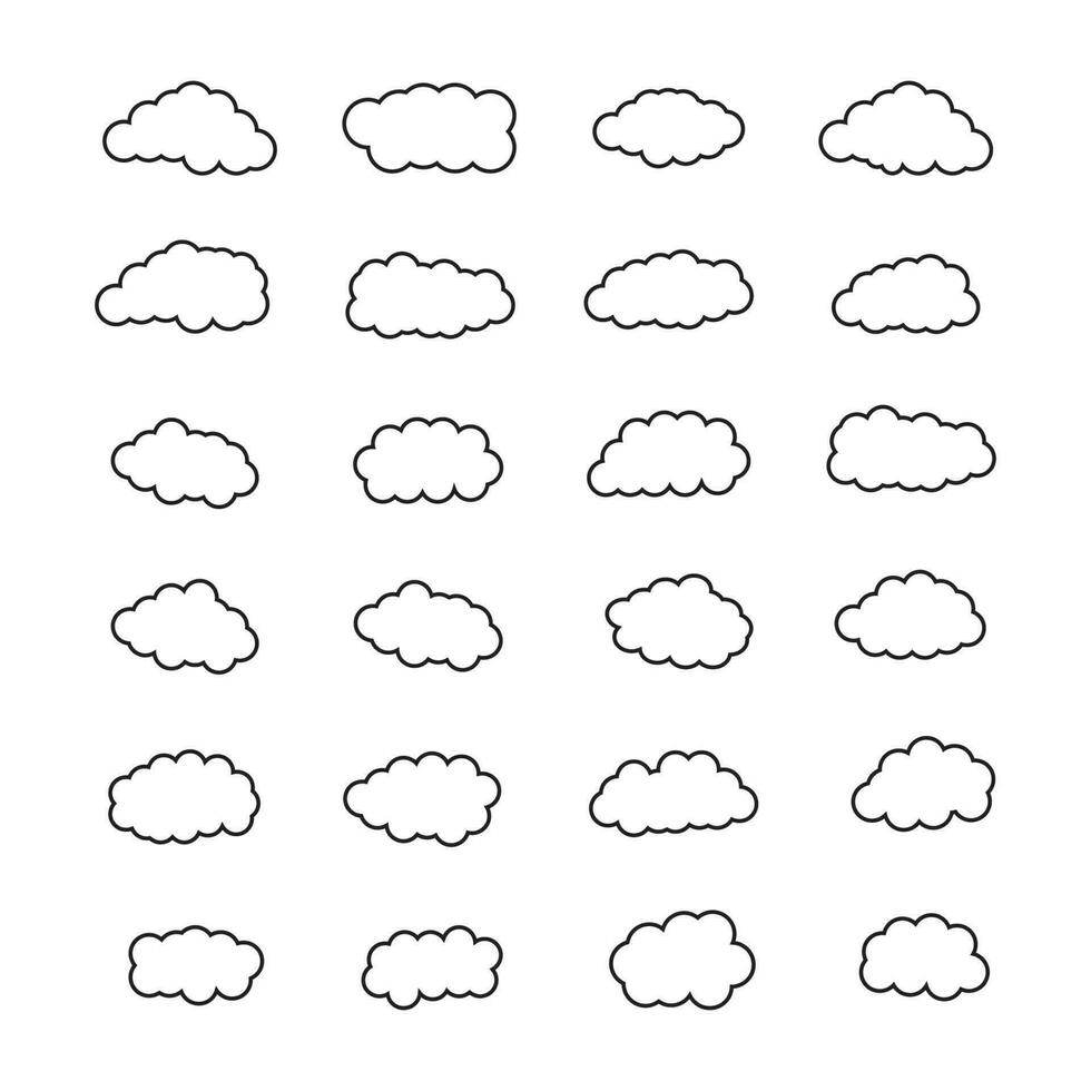 tempo metereologico icona, nuvole vettore fascio, cielo nuvole clipart, nero e bianca nuvole eps, cartone animato nuvole fascio, linea arte caramella nuvole grafica vettore, schema pioggia nuvole vettore silhouette