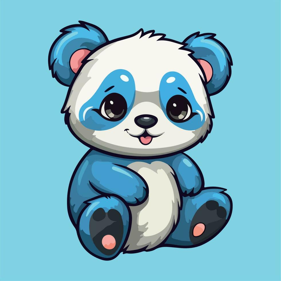 carino panda disegno kawaii divertente vettore illustrazione eps 10