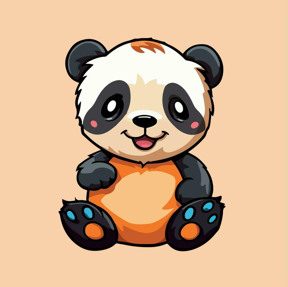 carino panda disegno kawaii divertente vettore illustrazione eps 10