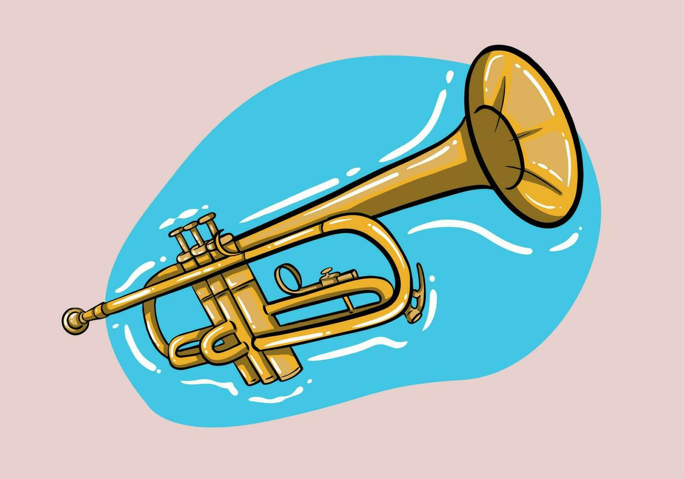 mano disegnato musicale strumento trombone. vettore piatto illustrazione.isolato su sfondo. concetto icone per club e conservatori.