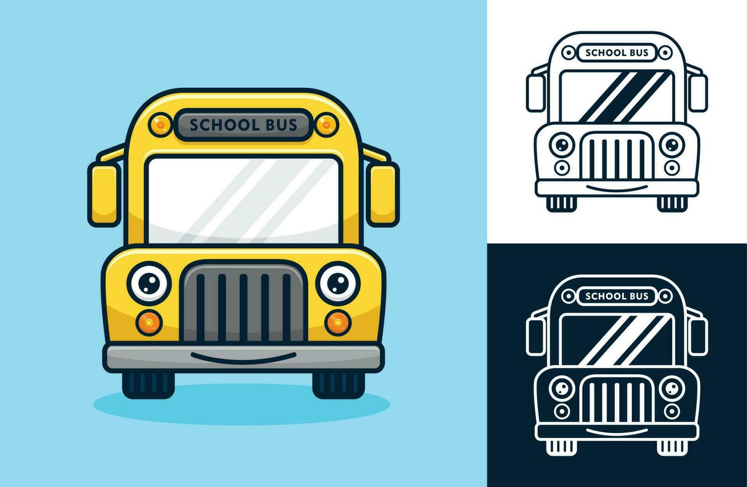 sorridente scuola autobus. vettore cartone animato illustrazione nel piatto icona stile