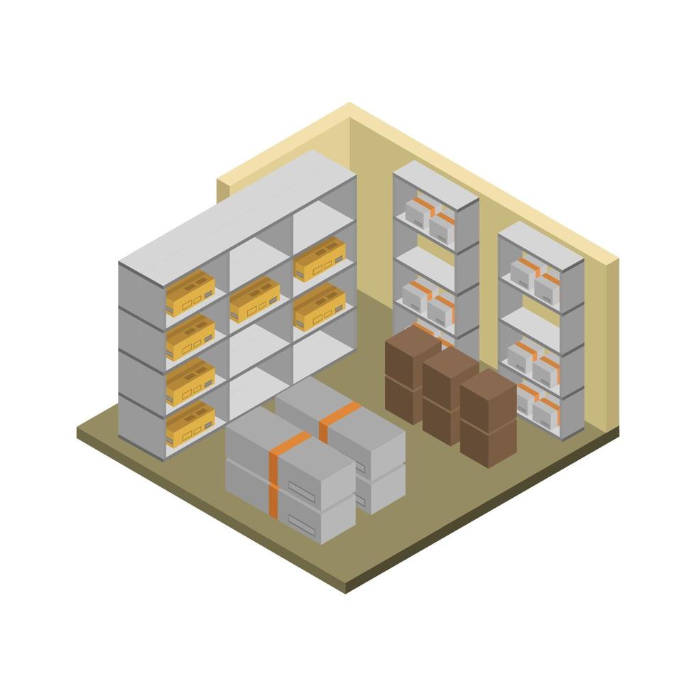 magazzino isometrico su sfondo bianco vettore