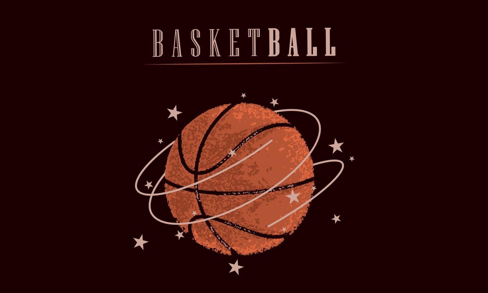 palla da basket isolato con stelle su un poster vettore