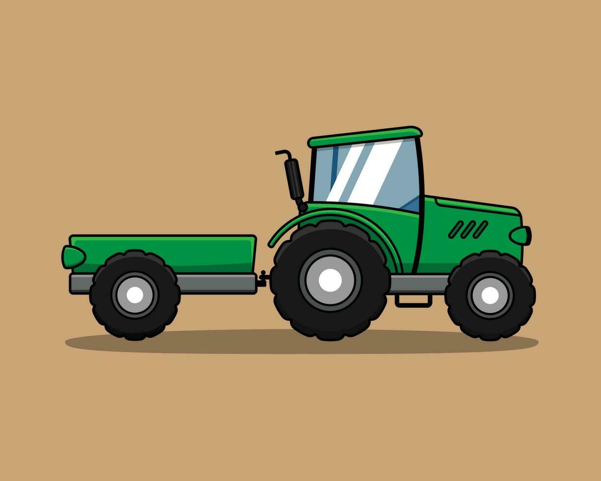 agricolo trattore vettore illustrazione nel piatto cartone animato stile. lato Visualizza.