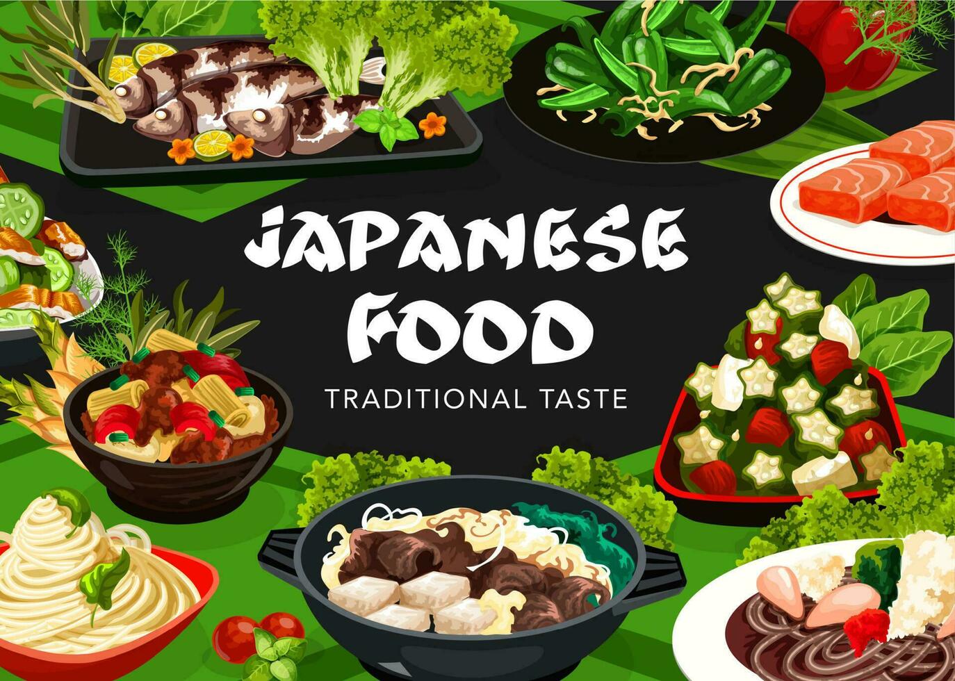 giapponese cibo vettore asiatico pasti Giappone manifesto