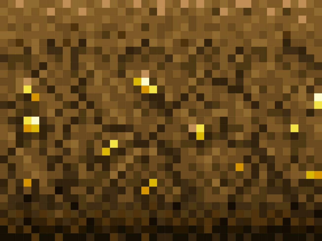 d'oro pepite minerale, terra blocchi nel pixel modello vettore