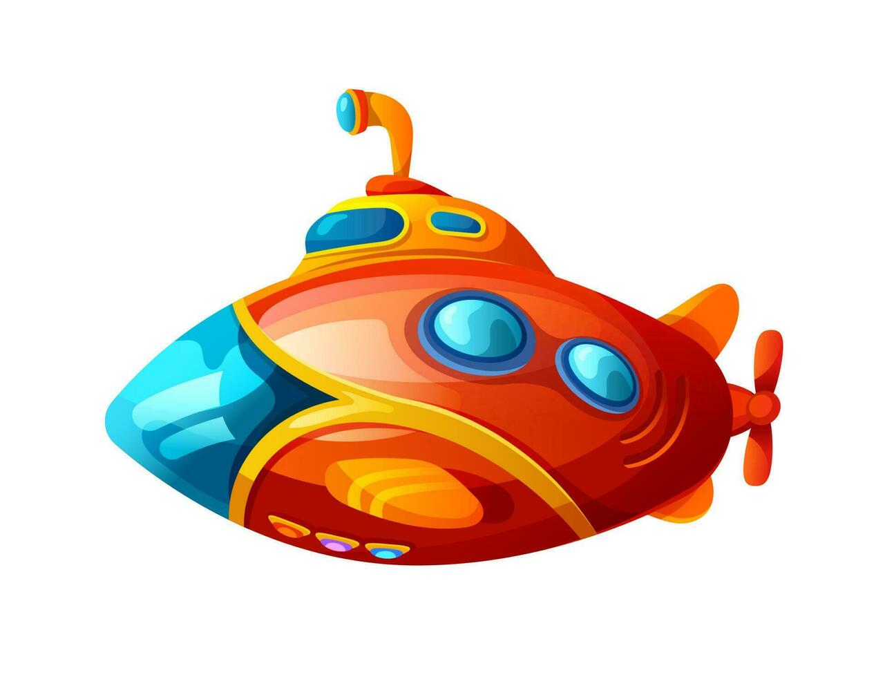 cartone animato subacqueo sottomarino, batiscafo barca vettore