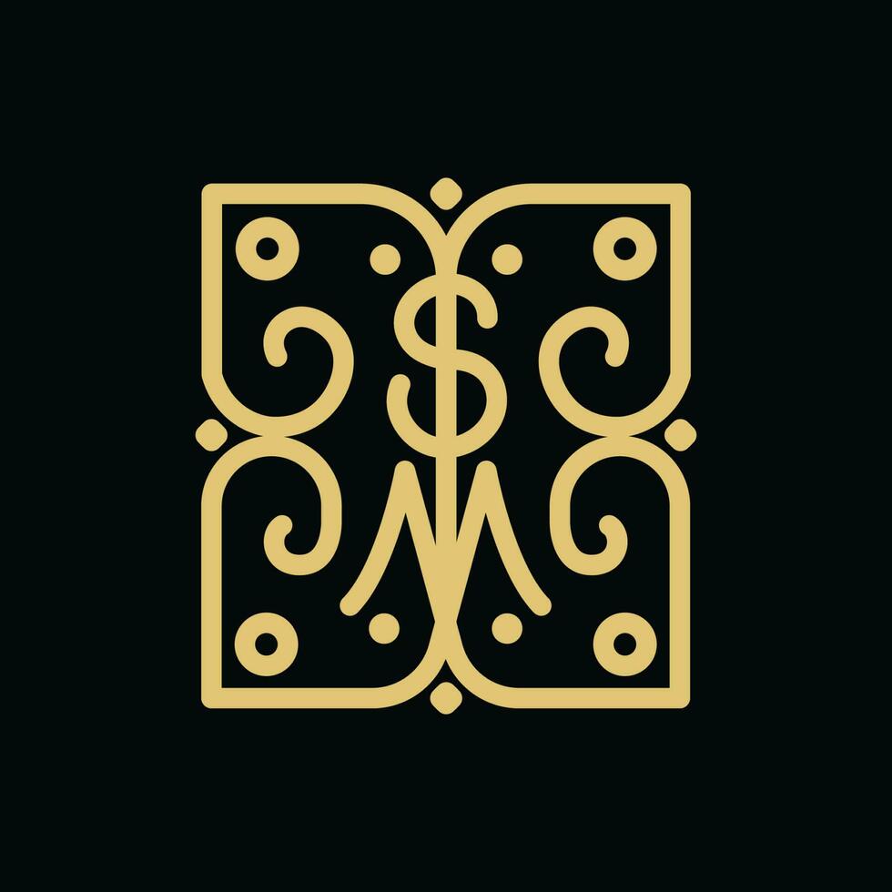 astratto monogramma logo combinazione di lettere S e m schema stile design vettore