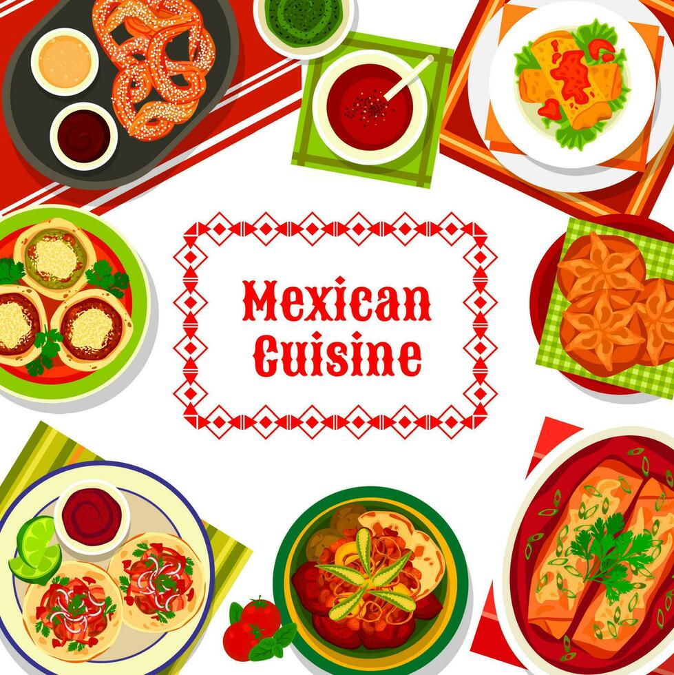 messicano cucina cibo, Messico piatti e pasti menù vettore