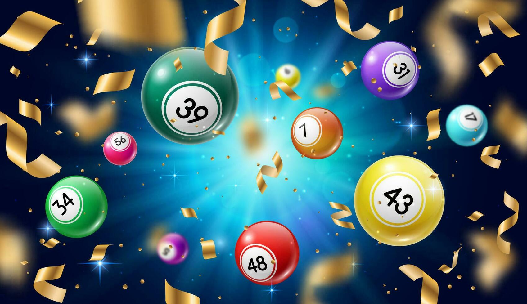 lotteria palle 3d vettore bingo, Lotto o keno Giochi