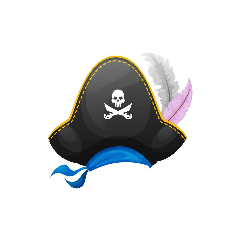 ostruzionismo pirata berretto, cartone animato tricorno armato cappello vettore