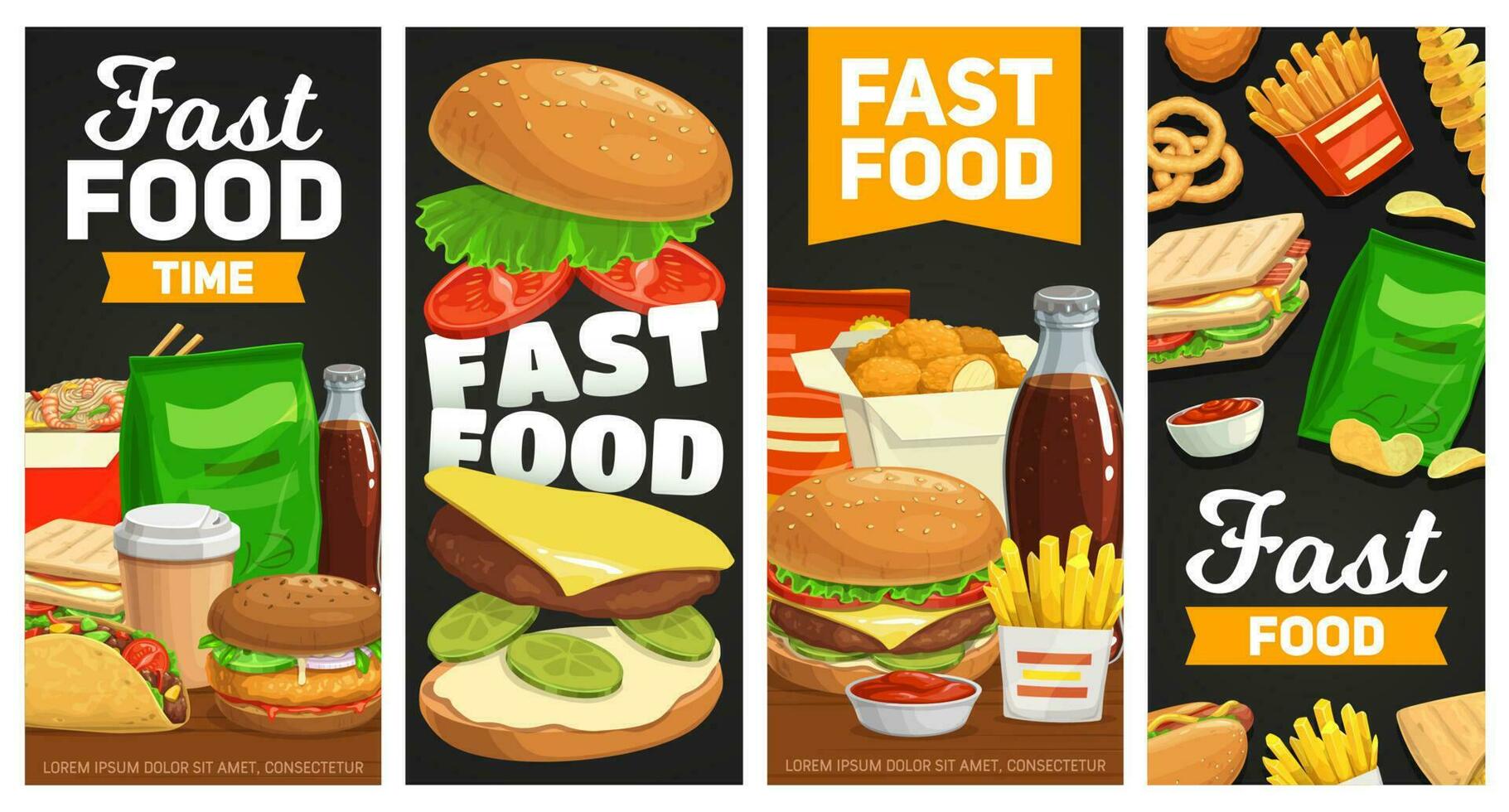 veloce cibo vettore banner cartone animato strada cibo pasti