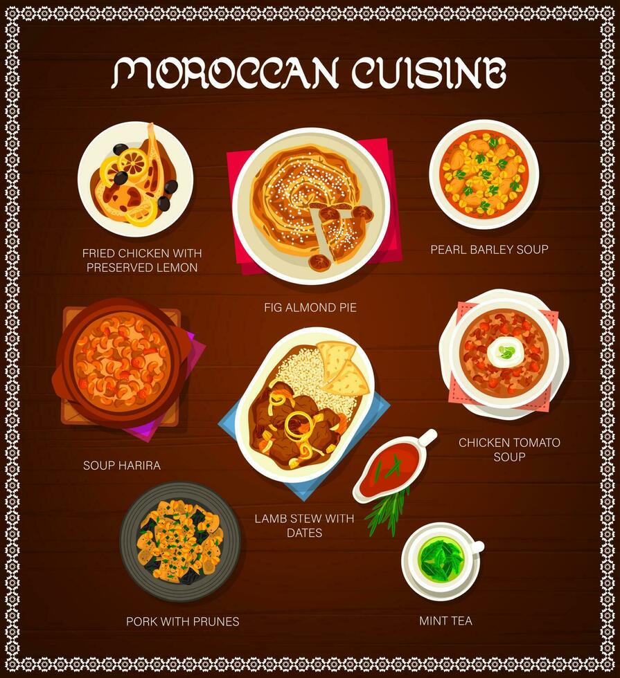 marocchino cucina ristorante menù vettore modello