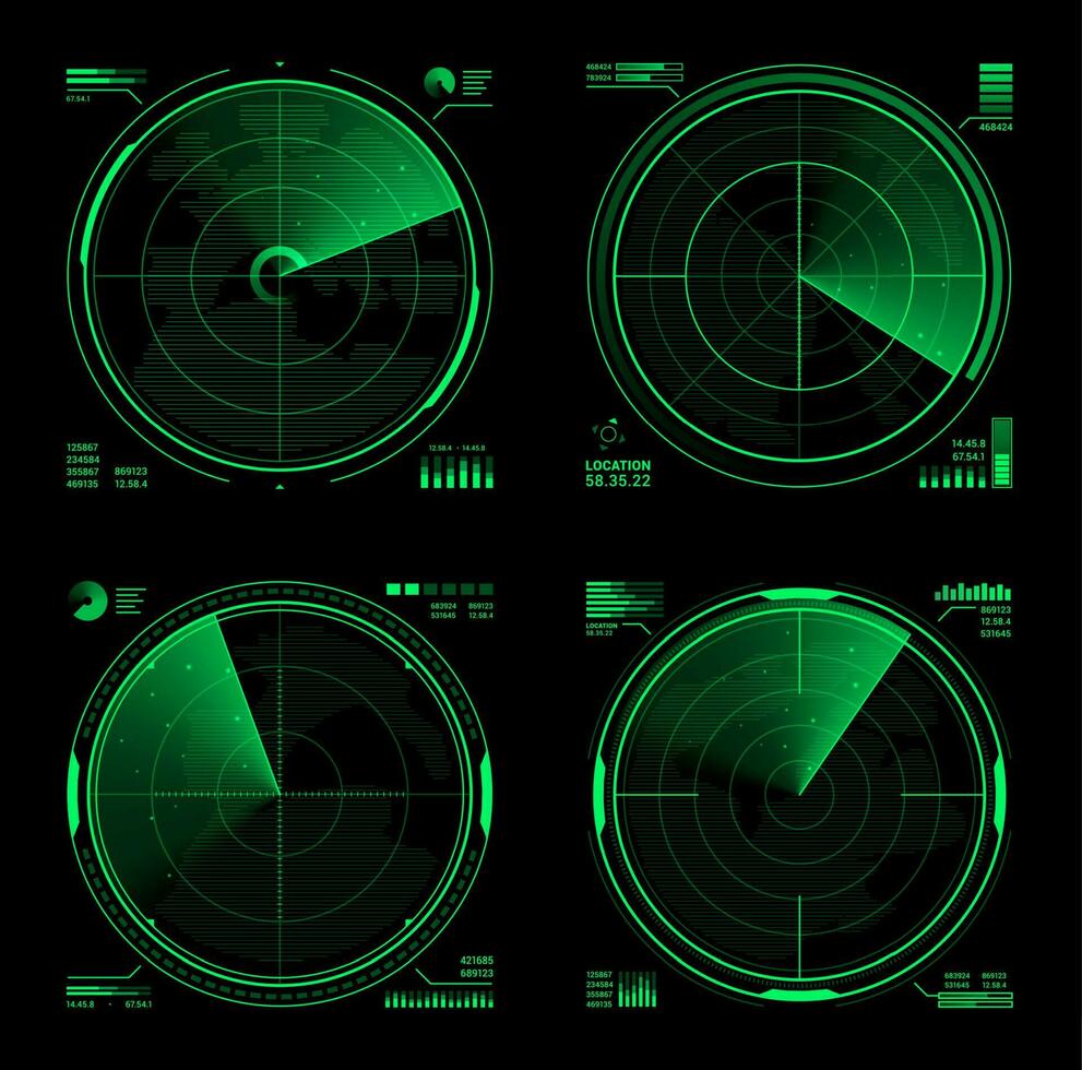 hud militare radar, sonar Schermo schermo interfaccia vettore