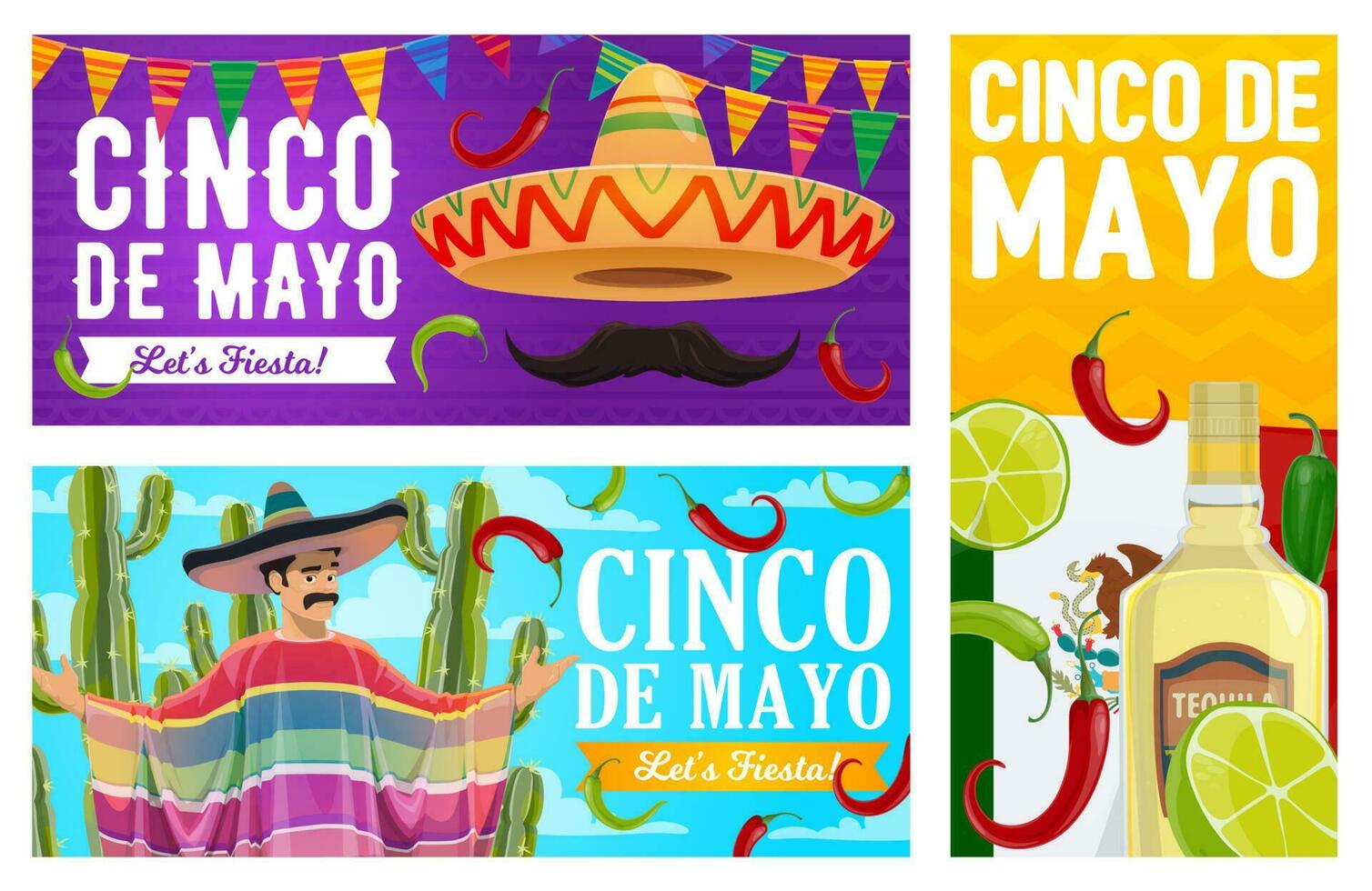 cinco de mayo vettore striscioni. messicano vacanze