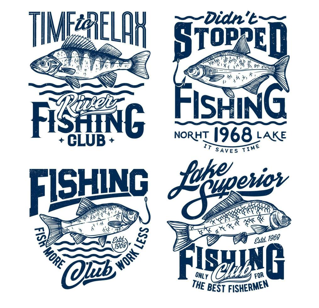 pesca sport maglietta Stampa, oceano pescatore club tee vettore