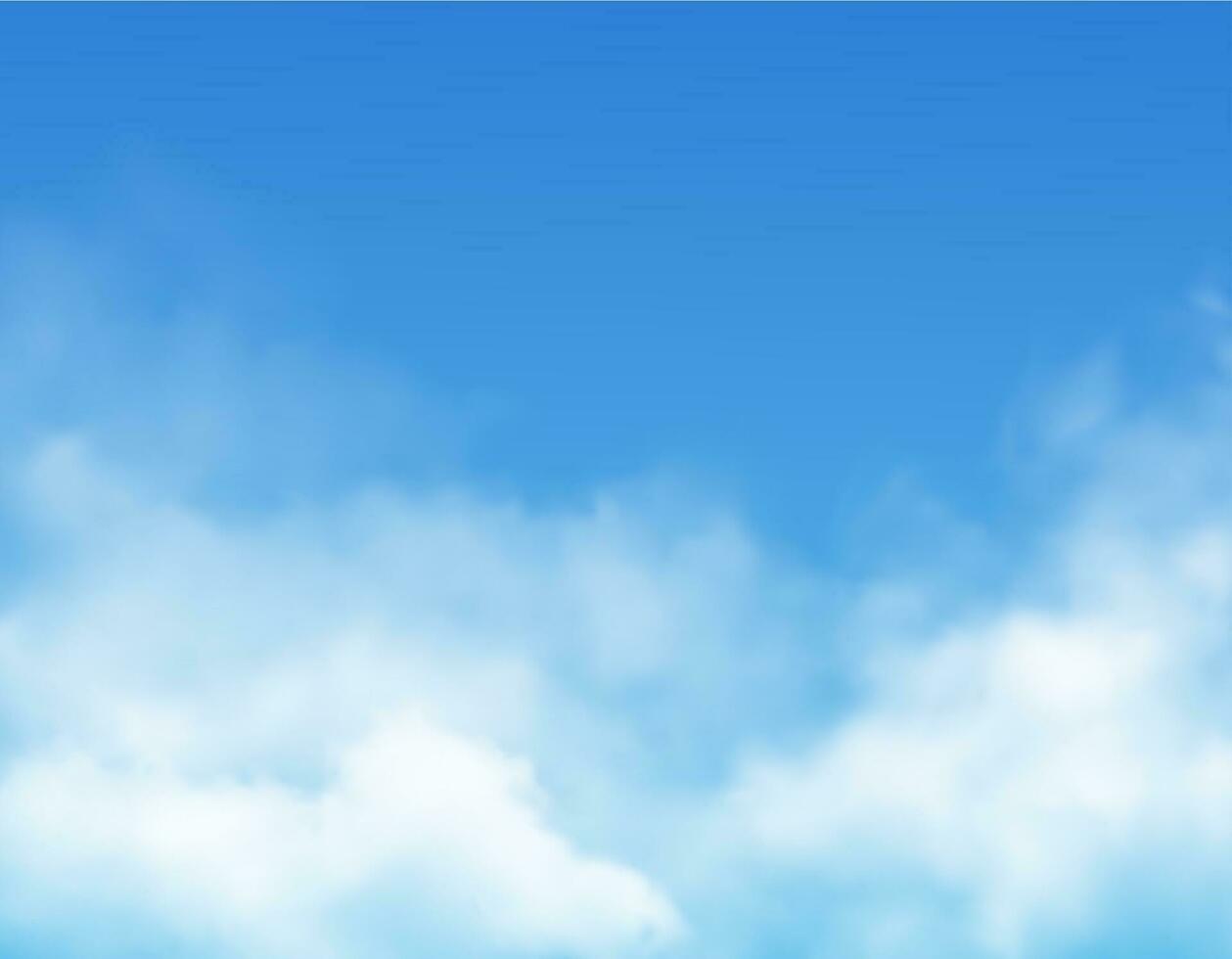 nuvole su blu cielo sfondo, realistico vettore