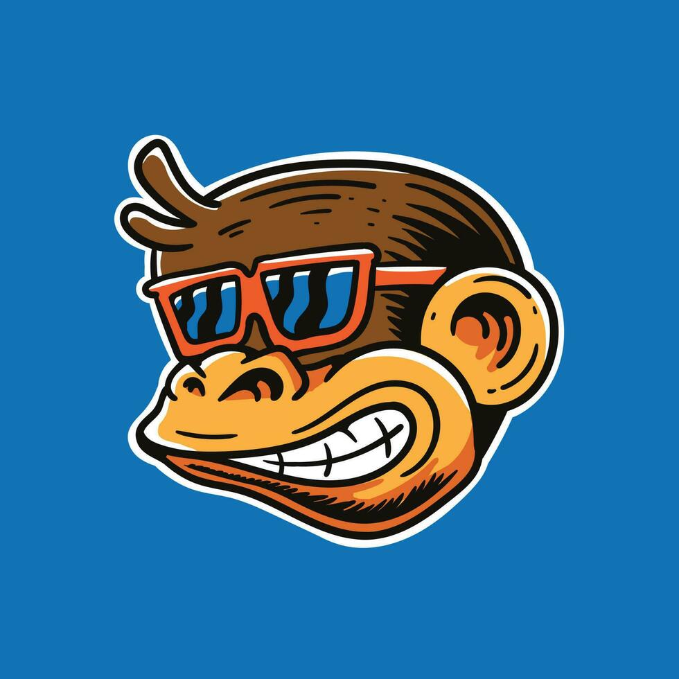 freddo scimmia maglietta design indossare bicchieri vettore