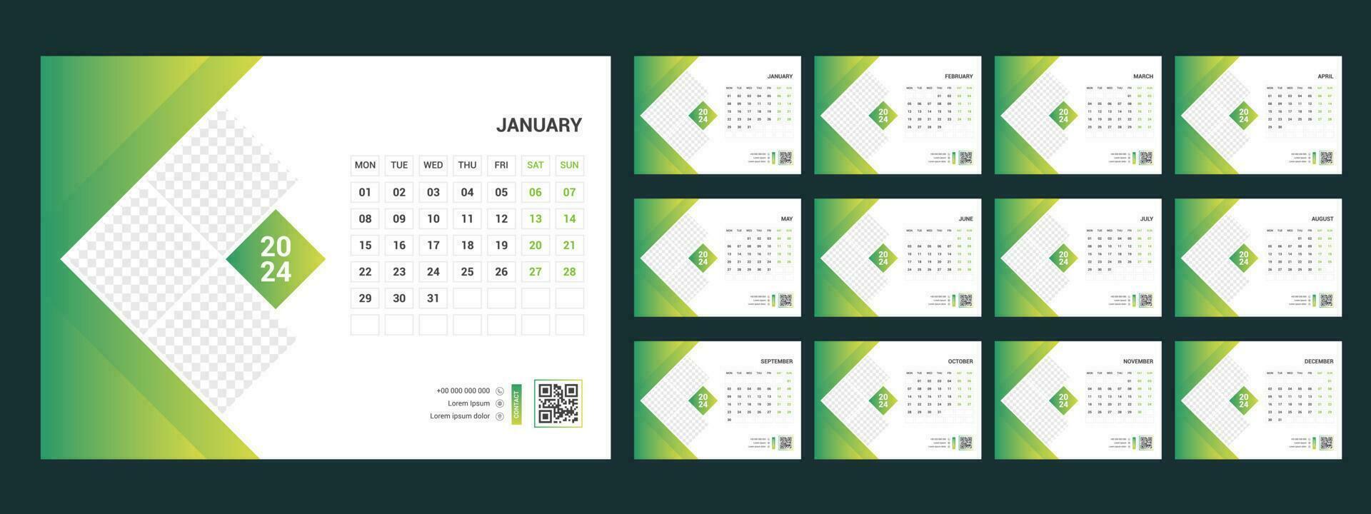 calendario 2024 progettista aziendale modello design impostare. settimana inizia su lunedì.template per annuale calendario 2024 vettore